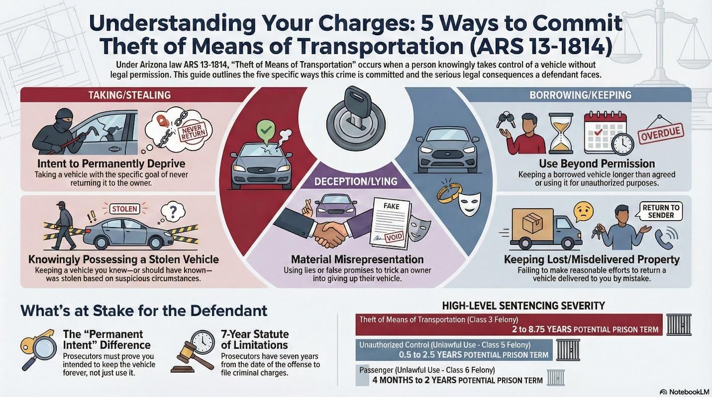 five ways to commit Theft of Means of Transportation