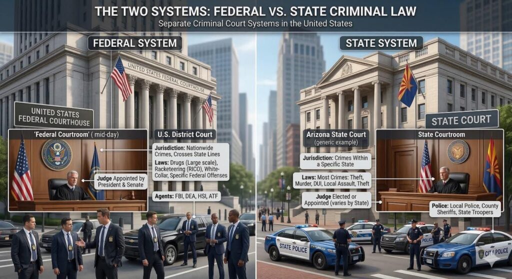 arizona criminal defense law - the two systems - federal vs state criminal law